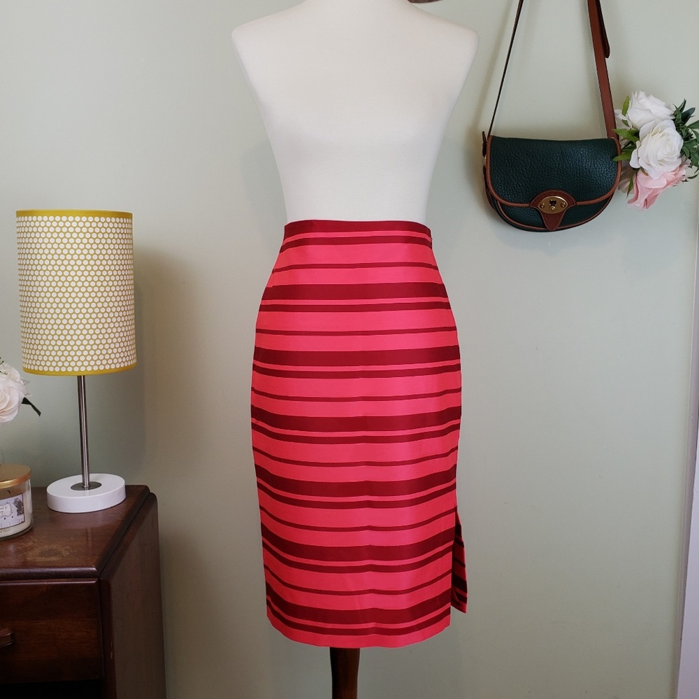 Banana Republic Pink/Red Striped Pencil Skirt NWT
